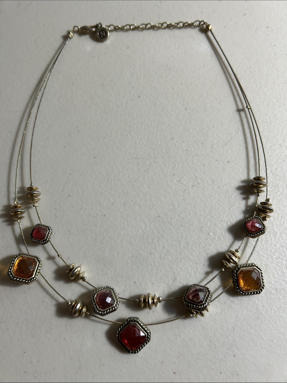 Napier Gold-Tone Layered Necklace with Red and Amber Stones